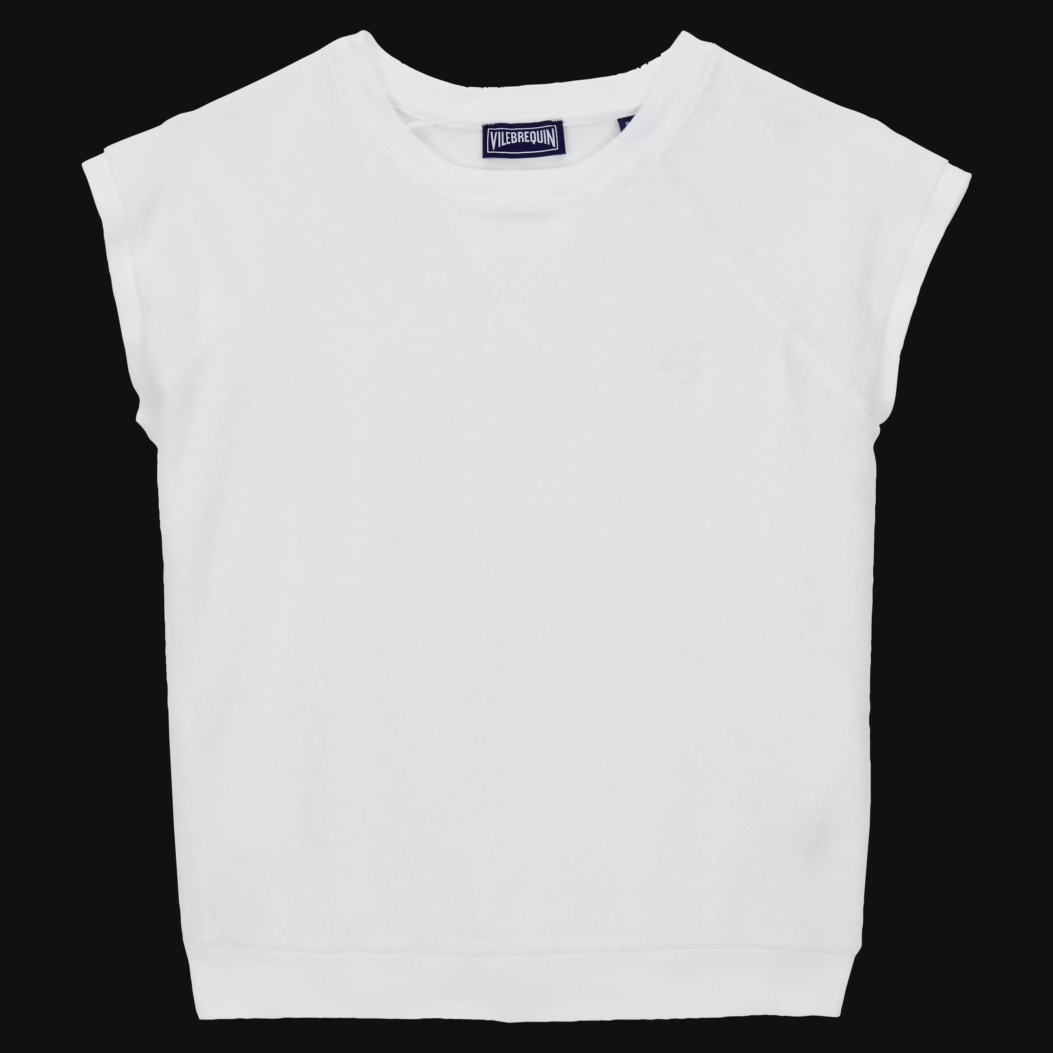 Sale Vilebrequin T-Shirt Sans Manches En Eponge Fille Uni Blanc/Blanc